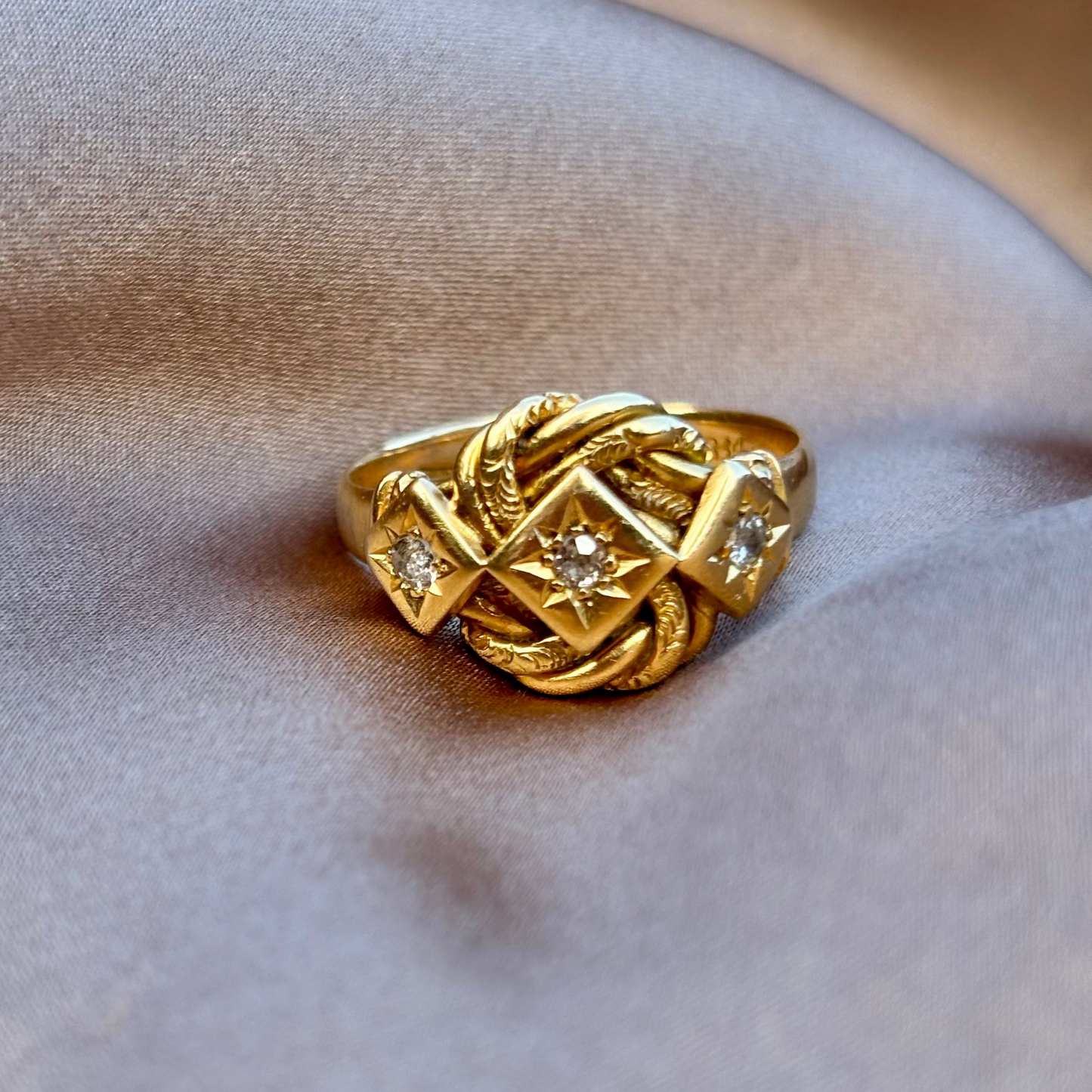 Lovers Knot Ring Trio Diamond gypsy ring