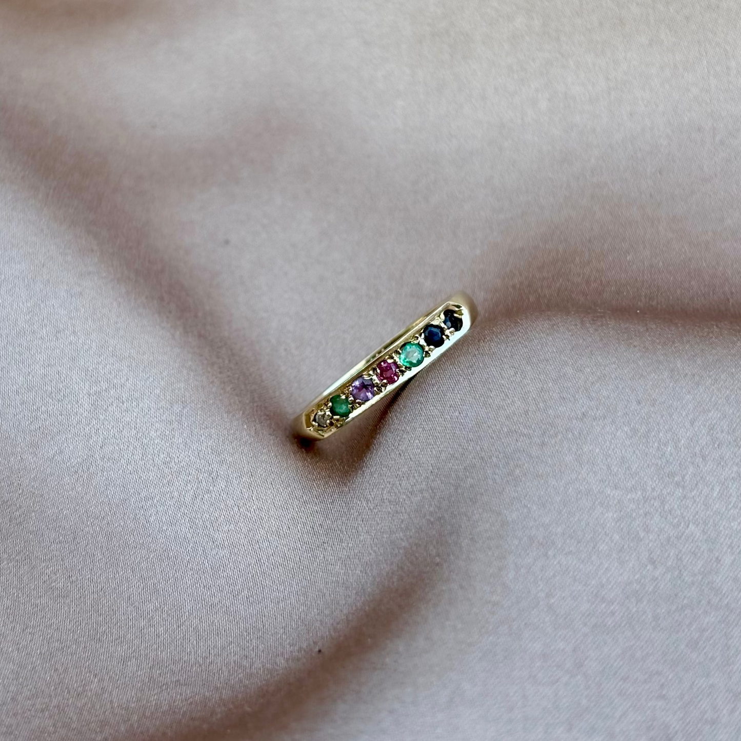 Acrostic Gem Ring 9ct gold