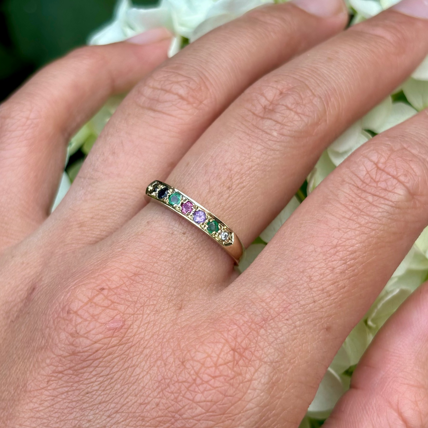Acrostic Gem Ring 9ct gold