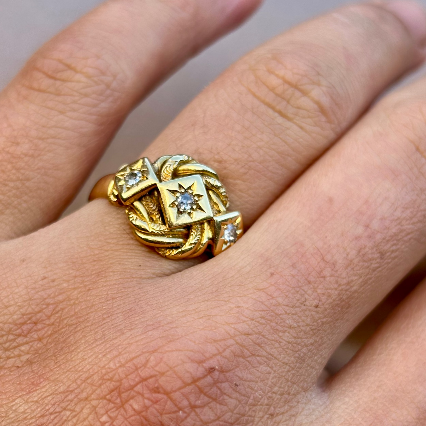 Lovers Knot Ring Trio Diamond gypsy ring