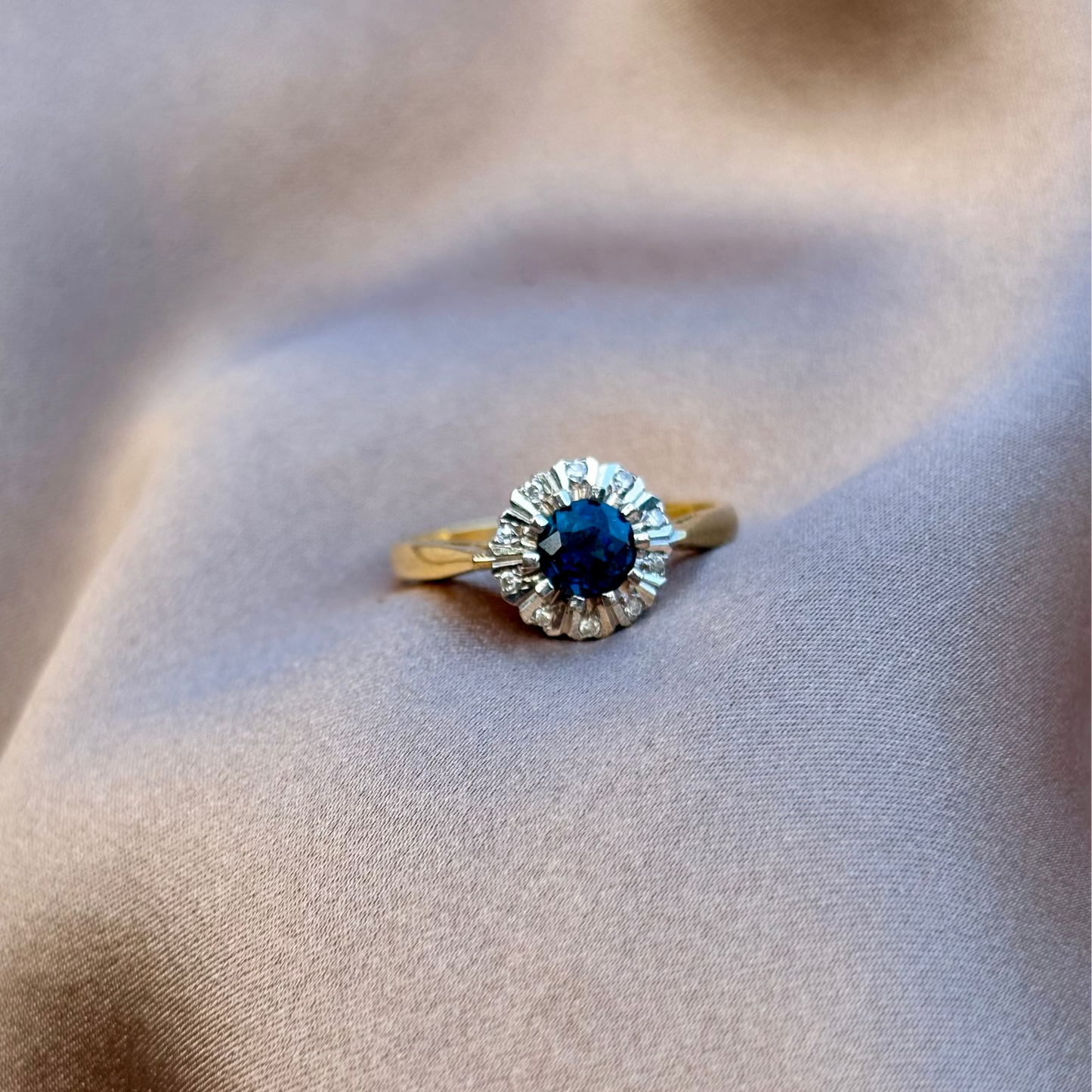 18ct Yellow and white gold Sapphire and diamond cluster ring