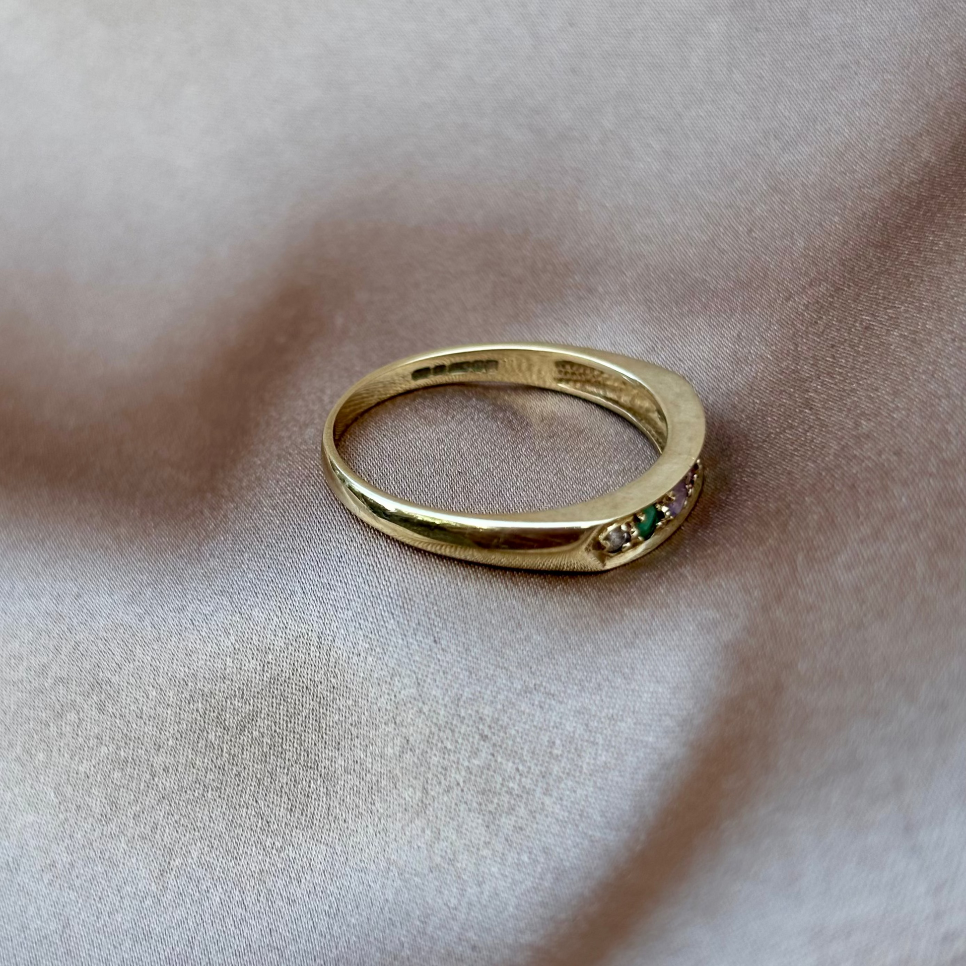 Acrostic Gem Ring 9ct gold