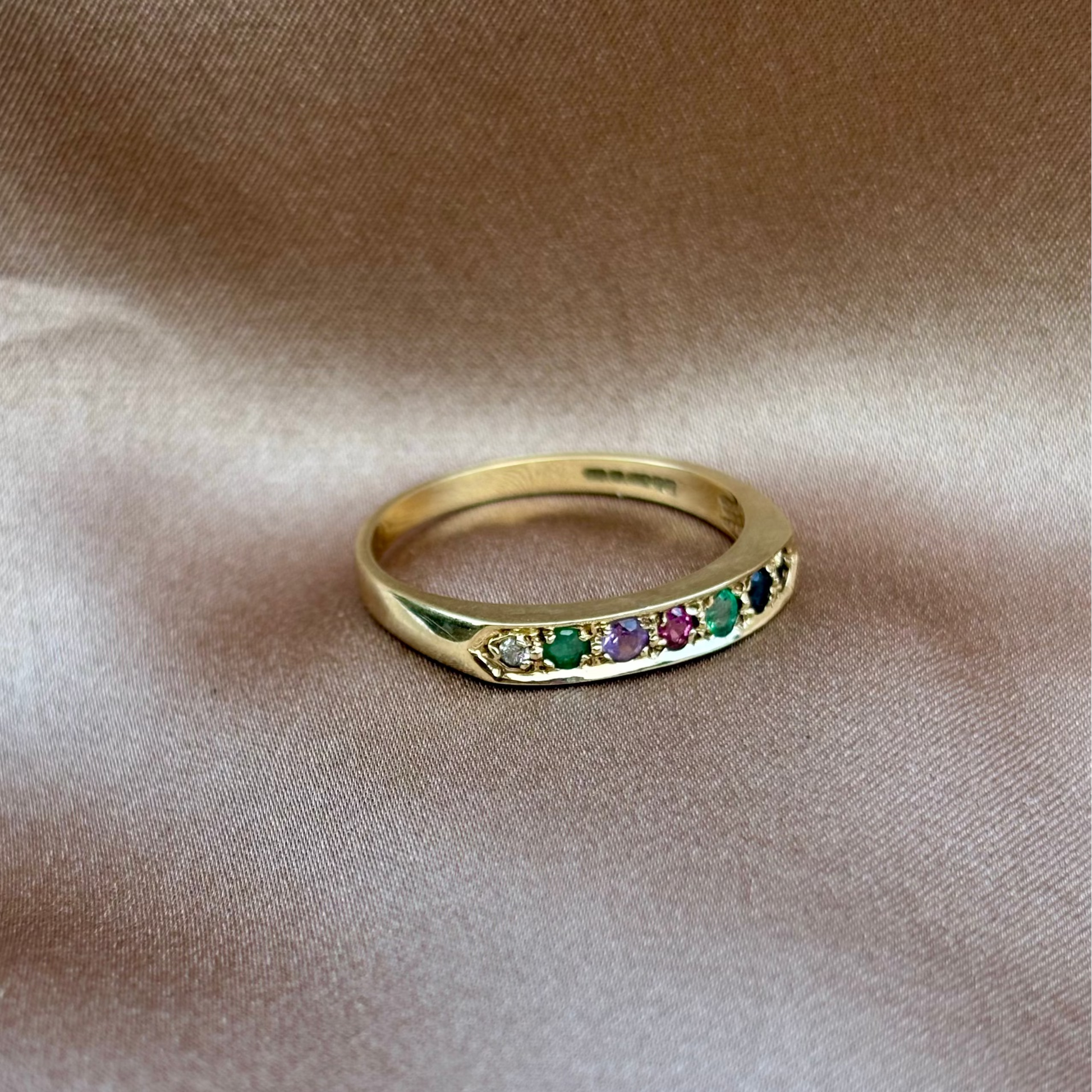 Acrostic Gem Ring 9ct gold